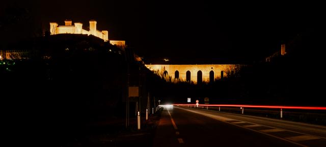 The Rocca and the Ponte delle Torri at night