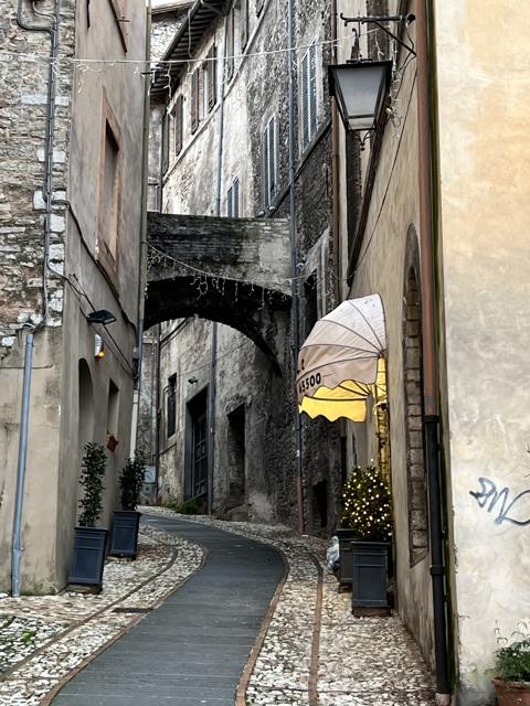 Medieval lane with an arch