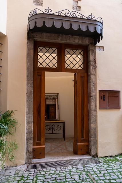 The entrance from the street