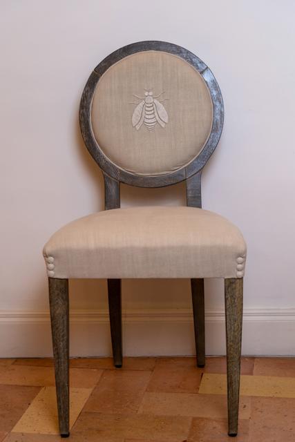 Chair with embroidered bee