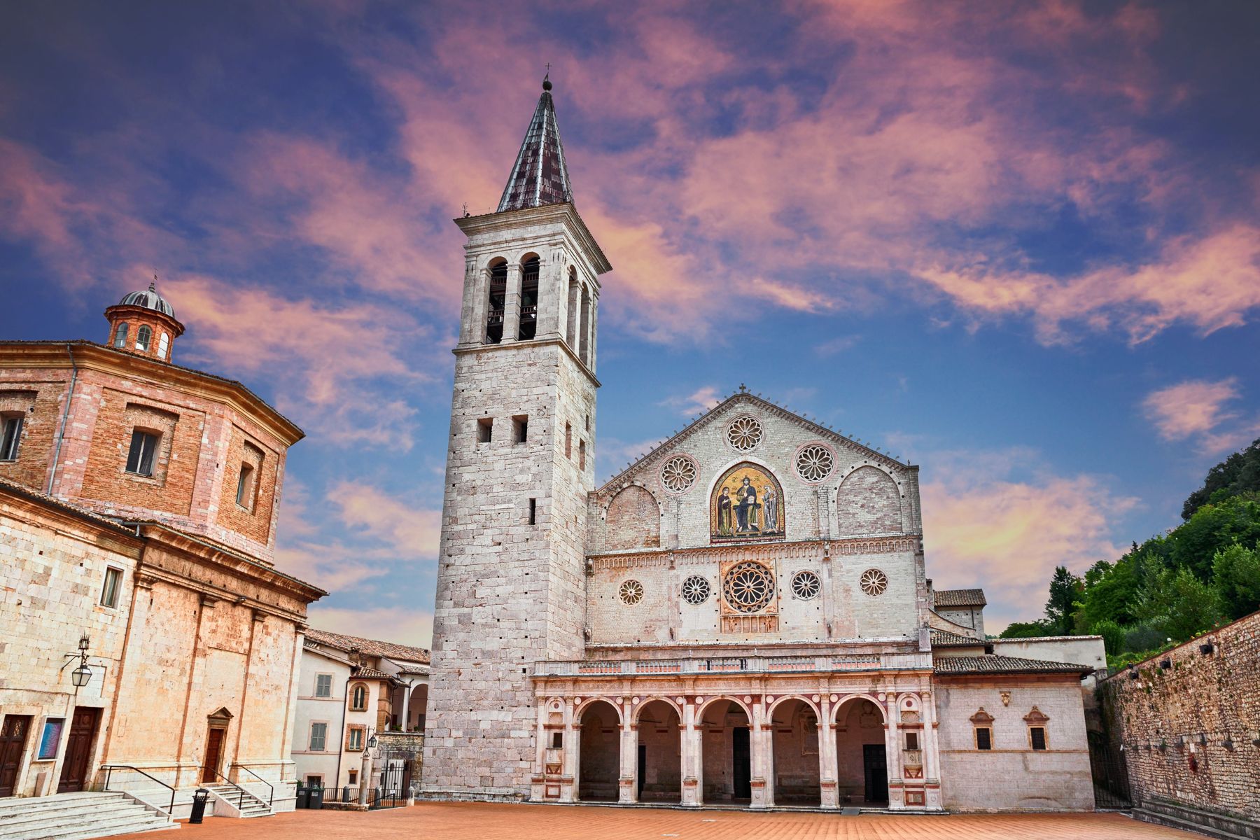 Spoleto Cathedral at sunset